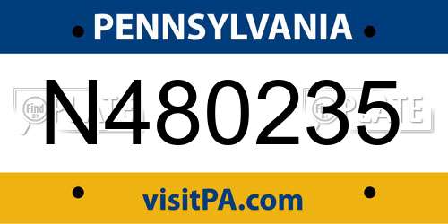 N480235 Pennsylvania License Plate