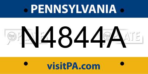 N4844A Pennsylvania License Plate