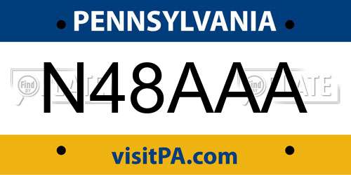 N48AAA Pennsylvania License Plate