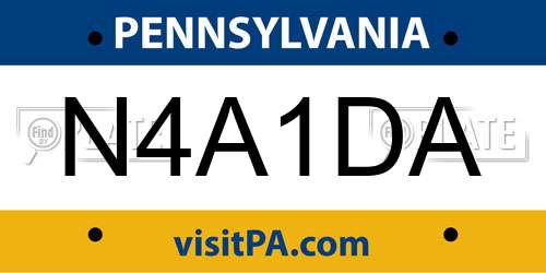 N4A1DA Pennsylvania License Plate