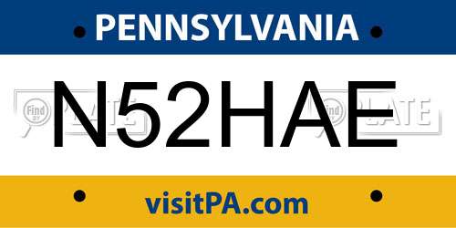 N52HAE Pennsylvania License Plate