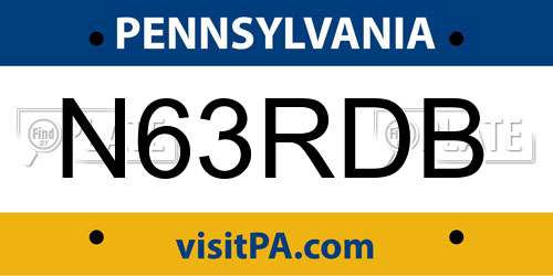 N63RDB Pennsylvania License Plate