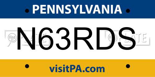 N63RDS Pennsylvania License Plate