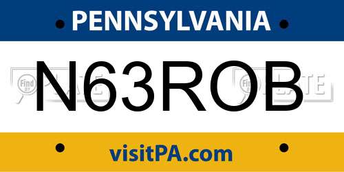 N63ROB Pennsylvania License Plate