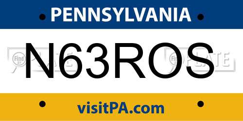 N63ROS Pennsylvania License Plate