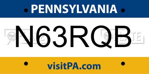 N63RQB Pennsylvania License Plate