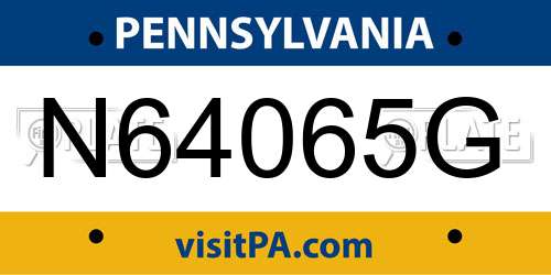 N64065G Pennsylvania License Plate