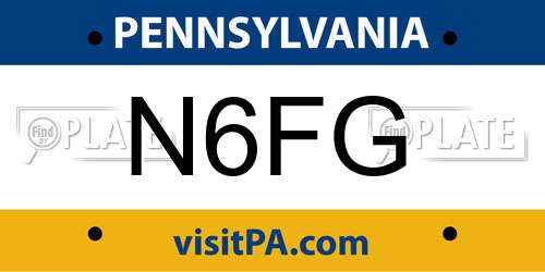 N6FG Pennsylvania License Plate