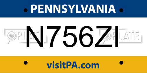 N756ZI Pennsylvania License Plate