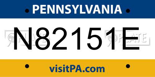 N82151E Pennsylvania License Plate