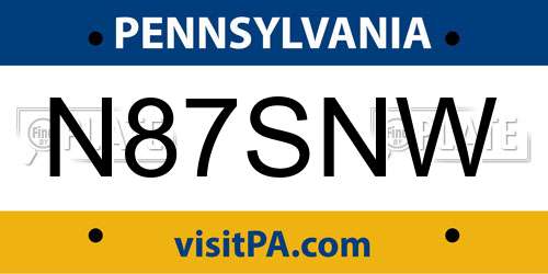 N87SNW Pennsylvania License Plate