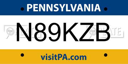 N89KZB Pennsylvania License Plate