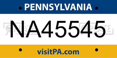 NA45545 Pennsylvania License Plate