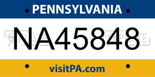 NA45848 Pennsylvania License Plate