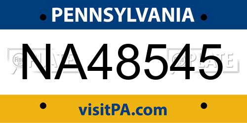 NA48545 Pennsylvania License Plate