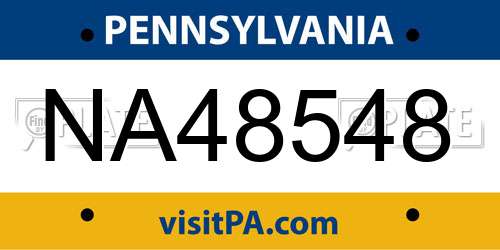 NA48548 Pennsylvania License Plate