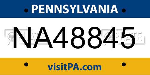 NA48845 Pennsylvania License Plate