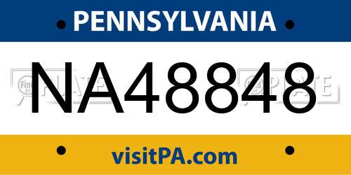 NA48848 Pennsylvania License Plate