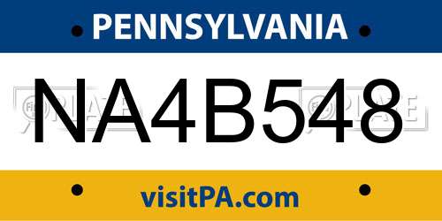 NA4B548 Pennsylvania License Plate