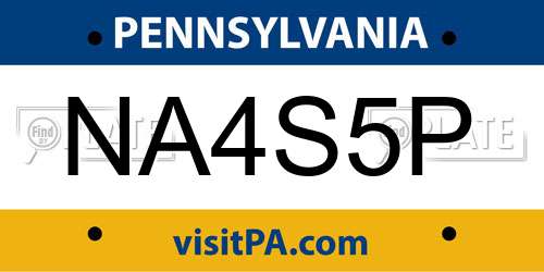 NA4S5P Pennsylvania License Plate