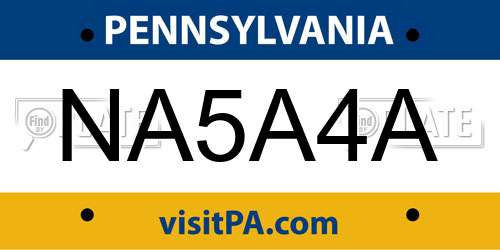 NA5A4A Pennsylvania License Plate