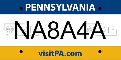 NA8A4A Pennsylvania License Plate