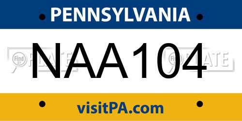 NAA104 Pennsylvania License Plate