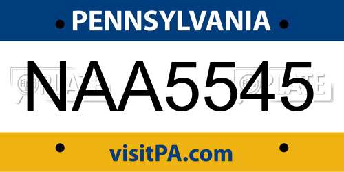 NAA5545 Pennsylvania License Plate