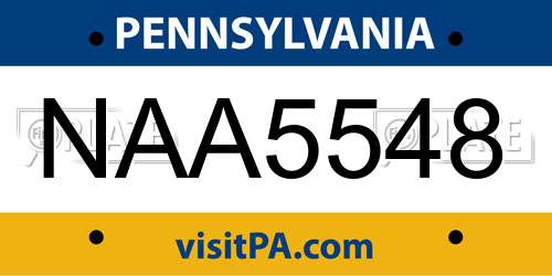 NAA5548 Pennsylvania License Plate