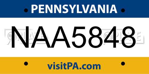 NAA5848 Pennsylvania License Plate