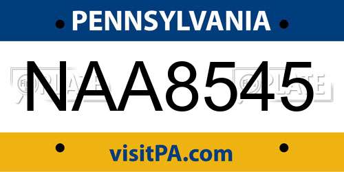 NAA8545 Pennsylvania License Plate