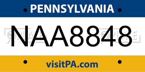 NAA8848 Pennsylvania License Plate
