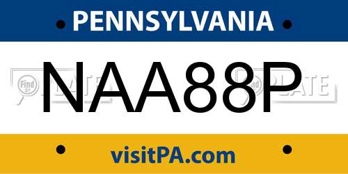 NAA88P Pennsylvania License Plate