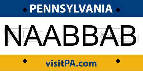 NAABBAB Pennsylvania License Plate