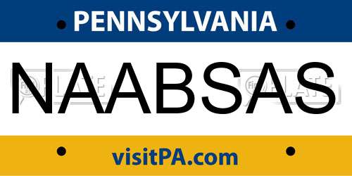 NAABSAS Pennsylvania License Plate