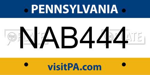 NAB444 Pennsylvania License Plate