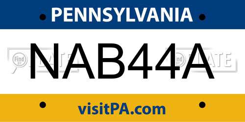 NAB44A Pennsylvania License Plate