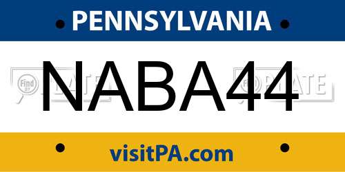 NABA44 Pennsylvania License Plate