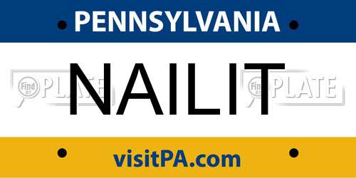 NAILIT Pennsylvania License Plate