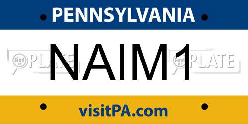 NAIM1 Pennsylvania License Plate