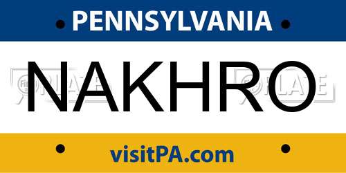 NAKHRO Pennsylvania License Plate