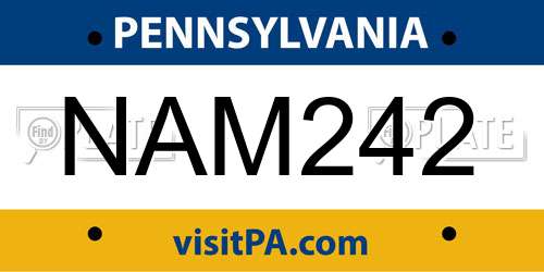 NAM242 Pennsylvania License Plate