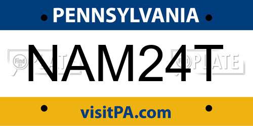 NAM24T Pennsylvania License Plate