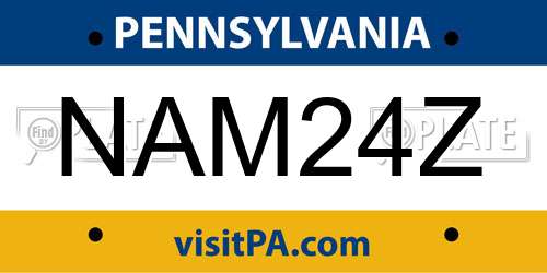 NAM24Z Pennsylvania License Plate