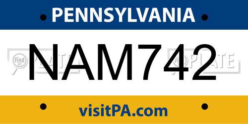 NAM742 Pennsylvania License Plate