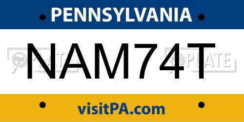 NAM74T Pennsylvania License Plate