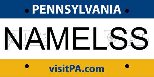 NAMELSS Pennsylvania License Plate