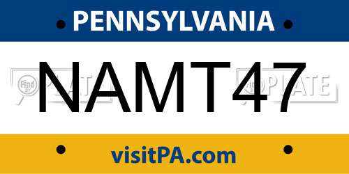 NAMT47 Pennsylvania License Plate