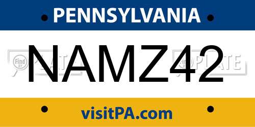 NAMZ42 Pennsylvania License Plate