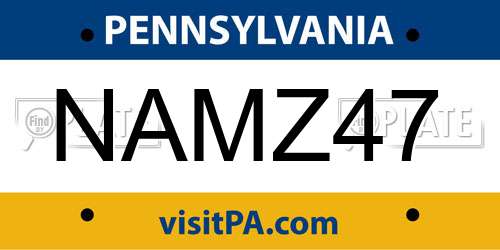 NAMZ47 Pennsylvania License Plate